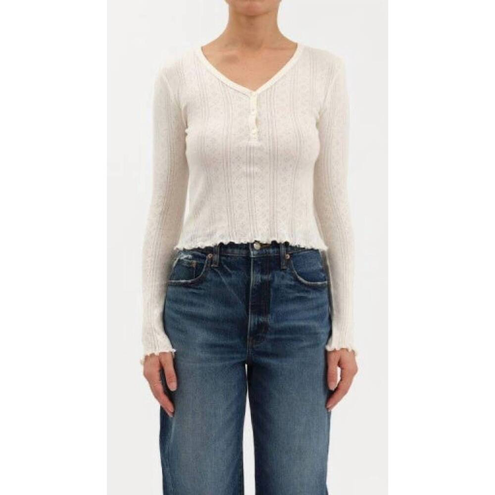 NEW DAZE bunny pointelle top in white
